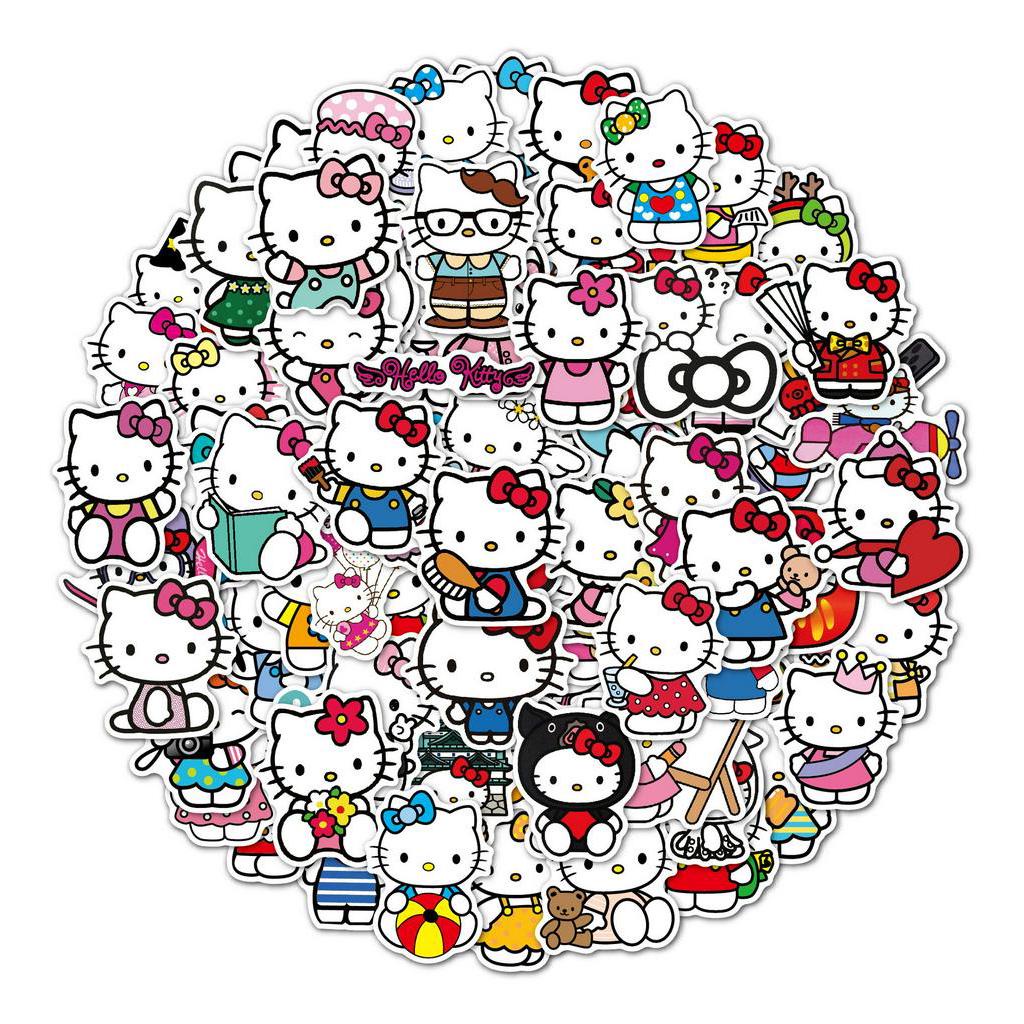 100 Pegatinas De PVC Impermeables De Dibujos Animados De Hello Kitty ...