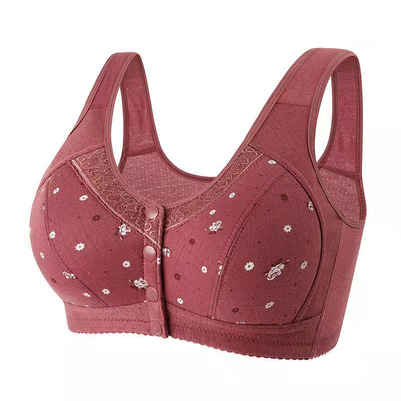 thumbnail image 1 of Ropa Interior De Mujer De Gran Tamaño Sujetador Inalámbrico De Algodón Puro Botones De Fila Delantera Con Borde De Encaje, 1 of 5