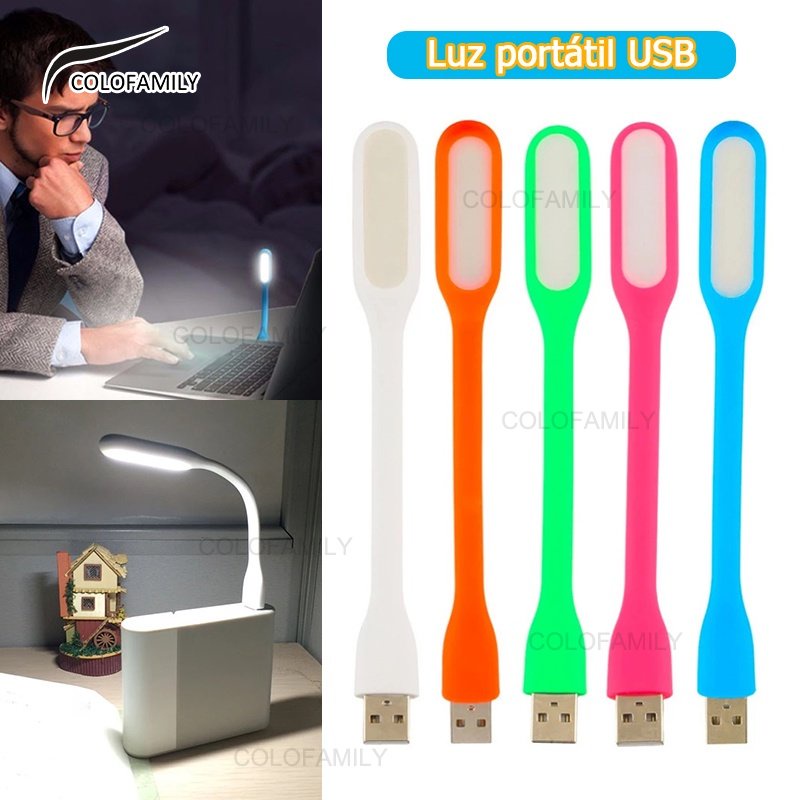 Luz LED USB, luz de video LED de iluminación colorida alimentada por USB,  color negro con trípode ajustable para transmisión en vivo para transmisión