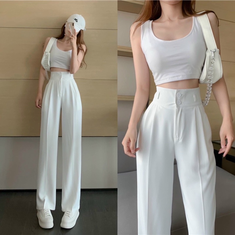 Pantalones de cintura alta para mujer, Tops holgados de talla