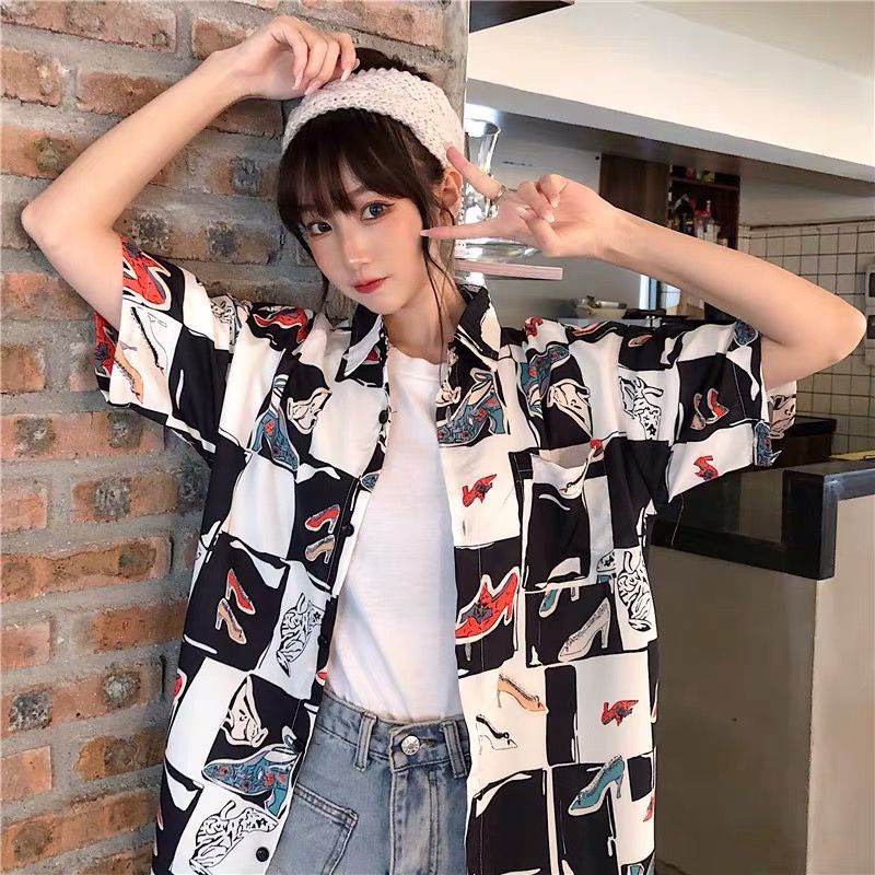 Camisa Suelta Con Estampado De Anime Para Mujer , Estilo Coreano , De Manga Corta Para Estudiantes | Shopee México