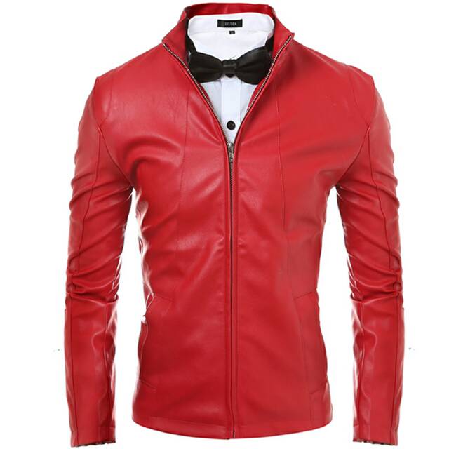 Chamarra de piel roja hombre hotsell