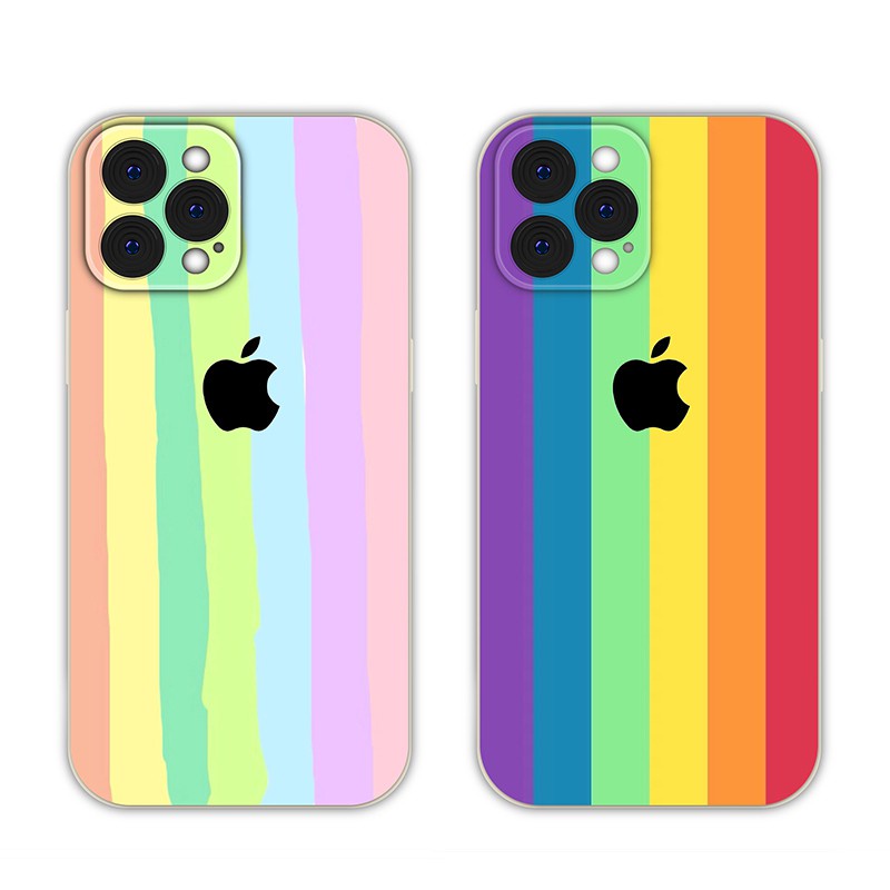 Funda para iPhone 7 Plus/8 Plus con diseño de rayas arcoíris pastel