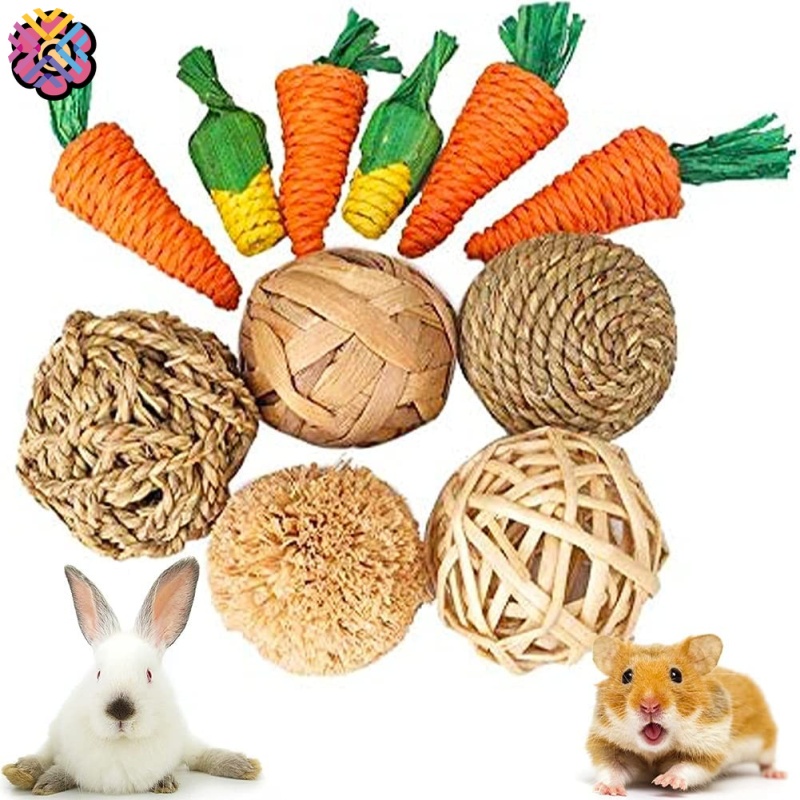 Juguete masticable para conejos, paquete de 4 juguetes para masticar  jerbos, juguete de actividad de animales pequeños para conejos, cobayas,  jerbos