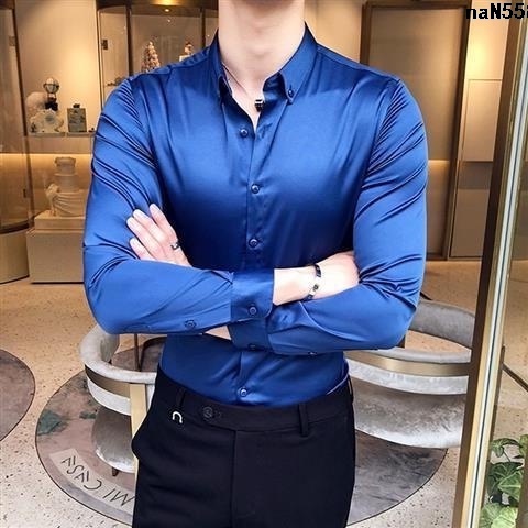 Verano Camisa De Manga De Seda Ocio Larga Real Ice Silk Mulberry Satin Inch Business Break Corta Estilo Fino Para Hombre De Gama Alta Shopee Mexico