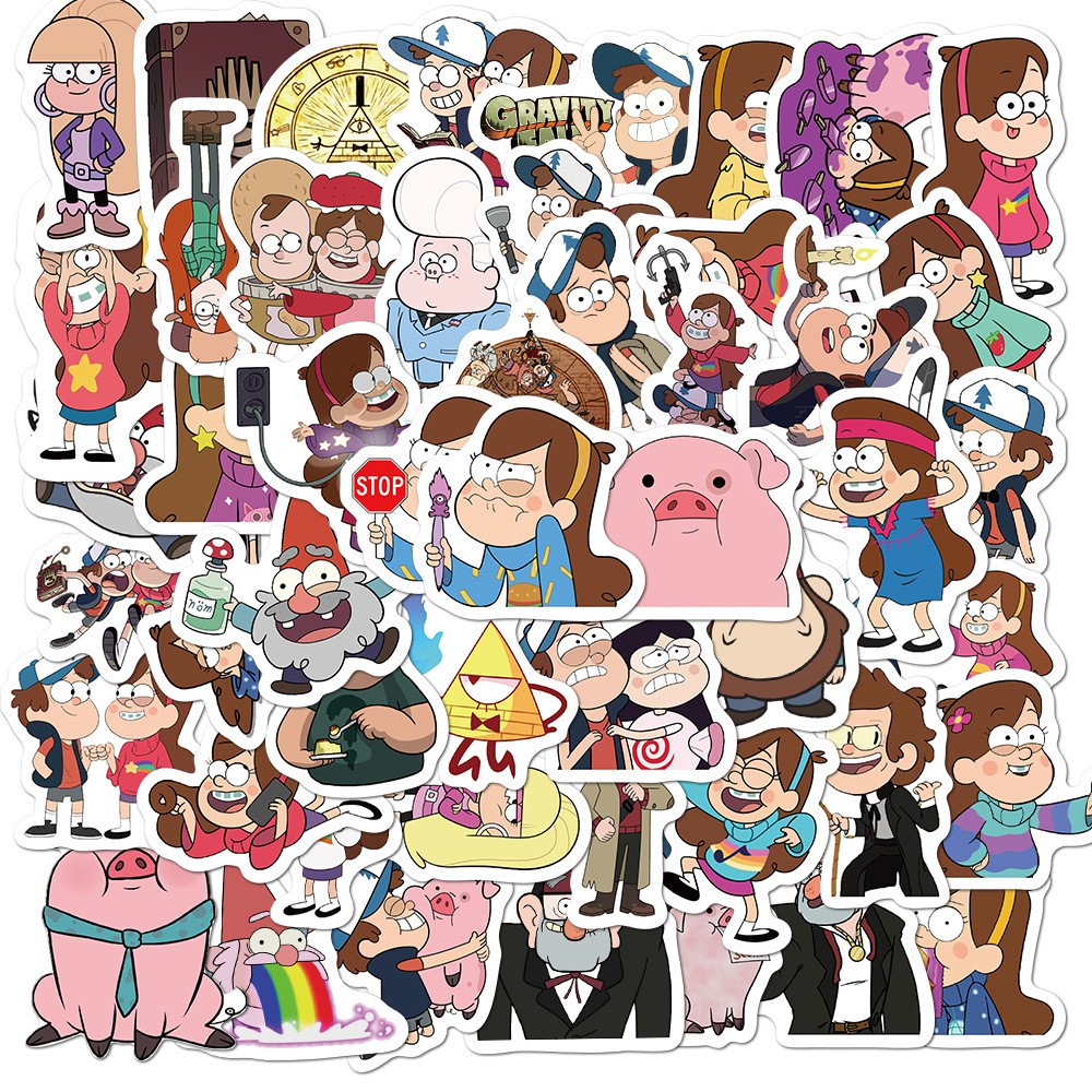 Y&P| Juego de pegatinas impermeables de Gravity Falls de dibujos animados,  50 hojas/juego | Shopee México