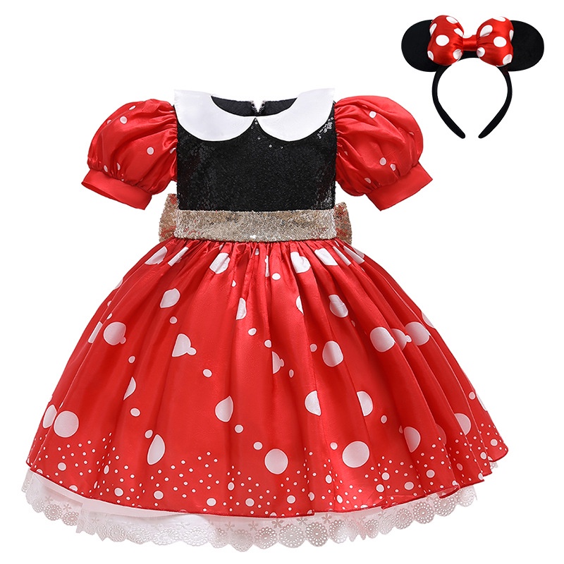 Disfraz de Minnie Mouse vs2. Conjunto de minnie mouse para niña. Disfraz de  minnie para cumpleaños. Traje de Minnie mouse brillante y perlado. -   México