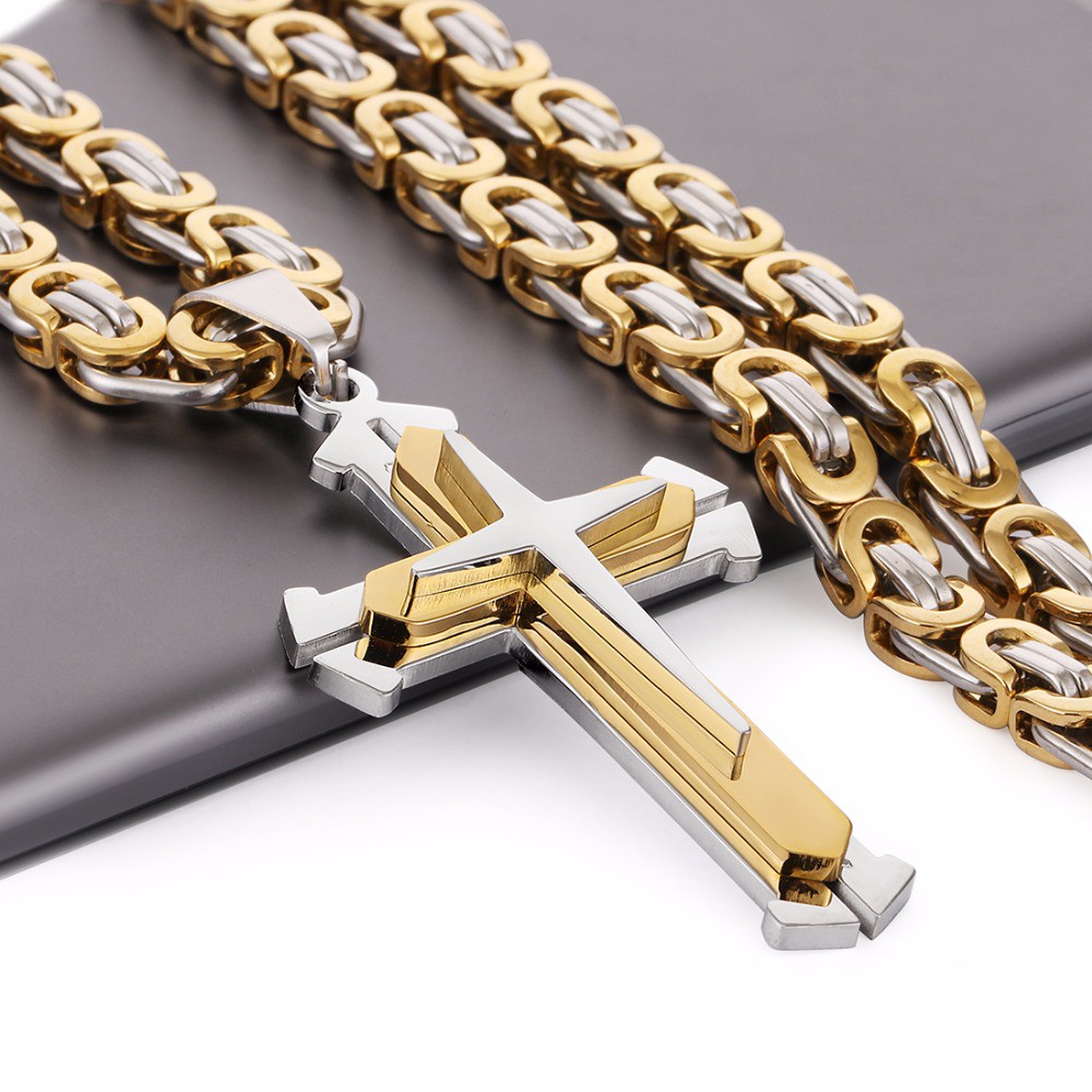 Crucifijo Colgante Plata 22 Pulgadas Collar Con Cruz De Acero Inoxidable Plateado - Para Hombre, Estilo Religioso Judas Priest Invincible Shield