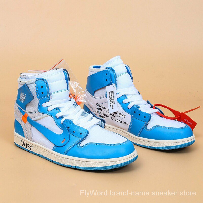 FlyWordOriginalReady StockbeautyNIKE Off White X Air Jordan 1 Retro High OG UNC Classic Retro High top All match Cultural Sports Basketball Shoes Shopee Mexico