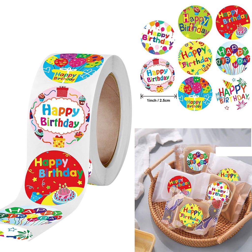 Stickers Happy Birthday 2.5cm 500pzas/rollo de regalo para niños ...