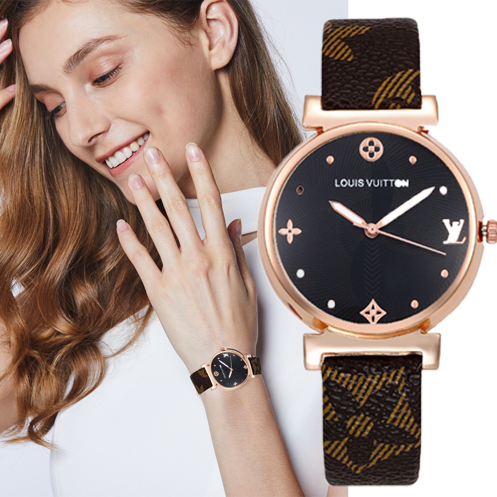 Reloj Louis Vuitton para dama en acero inoxidable correa piel