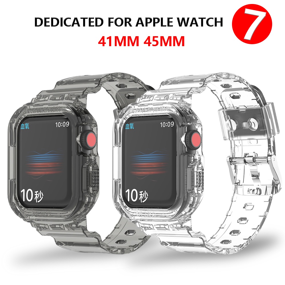 Correa Glacier transparente Apple Watch 7 Correa Serie de caja 41 mm 45 mm Pulsera de silicona adecuada para IWatch 7 Correa deportiva transparente Shopee Mexico