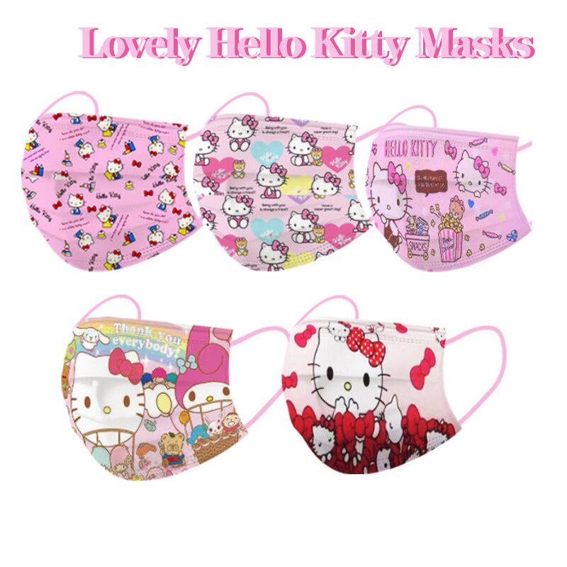 cubrebocas infantil Mascarilla Desechable Hello Kitty De Tres Capas ...