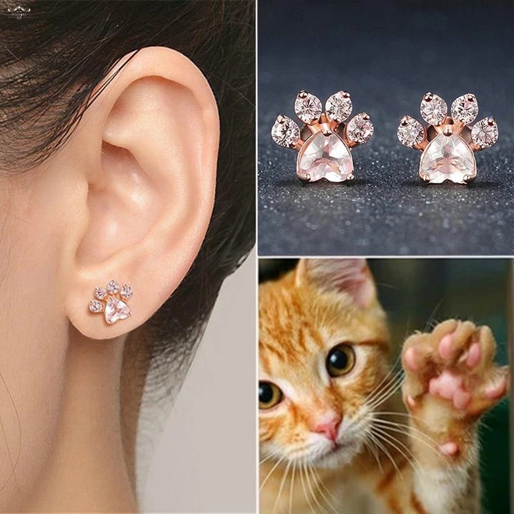 Girls Stud Earrings Cute Dog Claws For Women Girls Stud Earrings Animal Claws Paw Earrings Rose Gold Cat Dog Claws Shopee Mexico