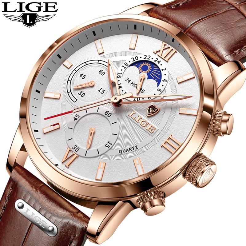 Relojes Lige Hombres Cuero casual Cuarzo Reloj de hombre Marca