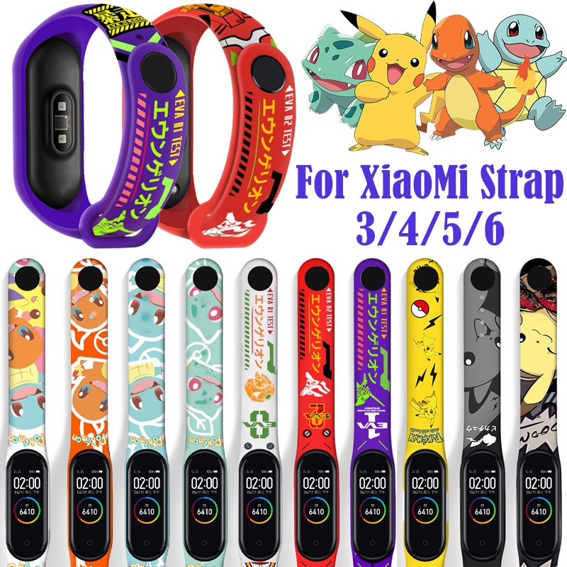 Anime Pikachu Squirtle Charmander EVA Correa Para XiaoMi Mi band 6 5 4 3 De  Dibujos Animados De Silicona Pulsera De Repuesto