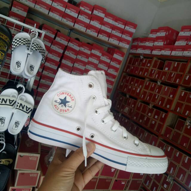 Converse blanco con online rojo