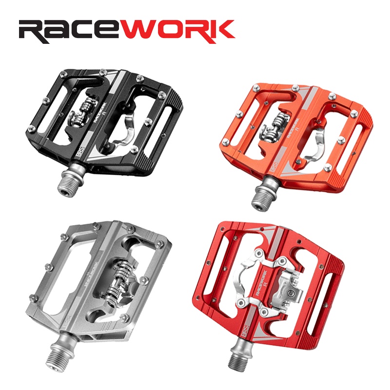 RACEWORK-pedales mixtos M213 para bicicleta de montaña, reposapiés de doble  función con tacos Spd para