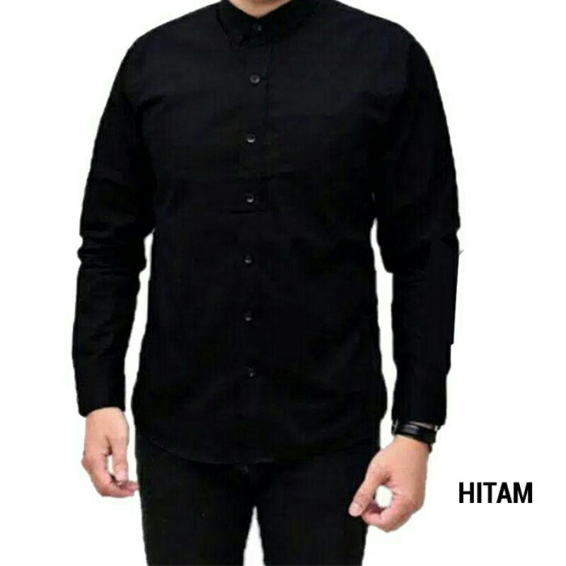 Camisa negra de manga larga para hombre