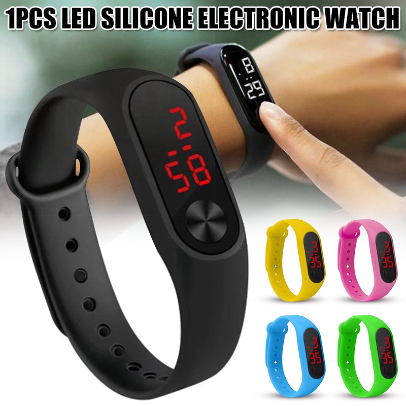 barato] reloj de pulsera de silicona para hombres y mujeres electrónico  colores caramelo