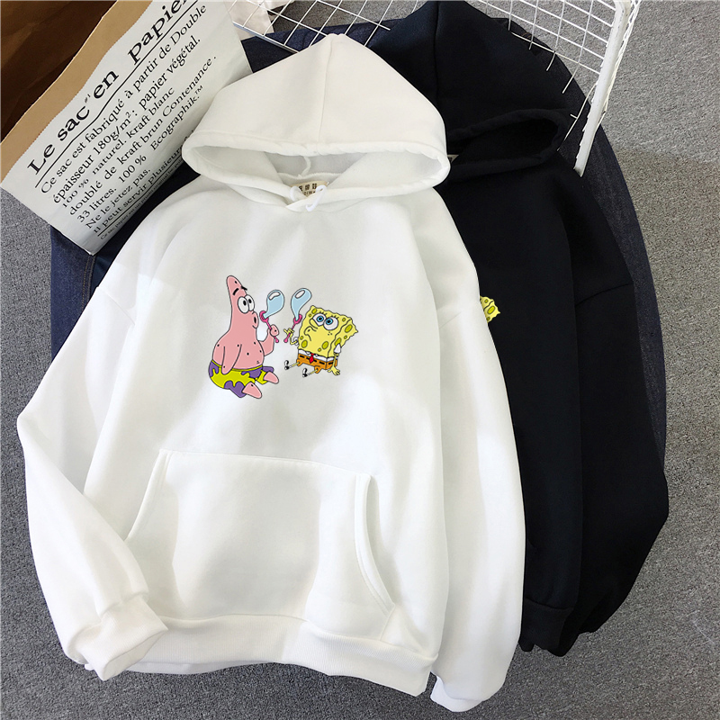 Mujeres Sudaderas Con Capucha Bob Esponja SquarePants Impresi n De Manga Larga Sudadera Estilo Coreano Casual Jersey