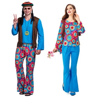 Conjunto De Chaleco De Disfraz Hippie De Halloween Para Homb