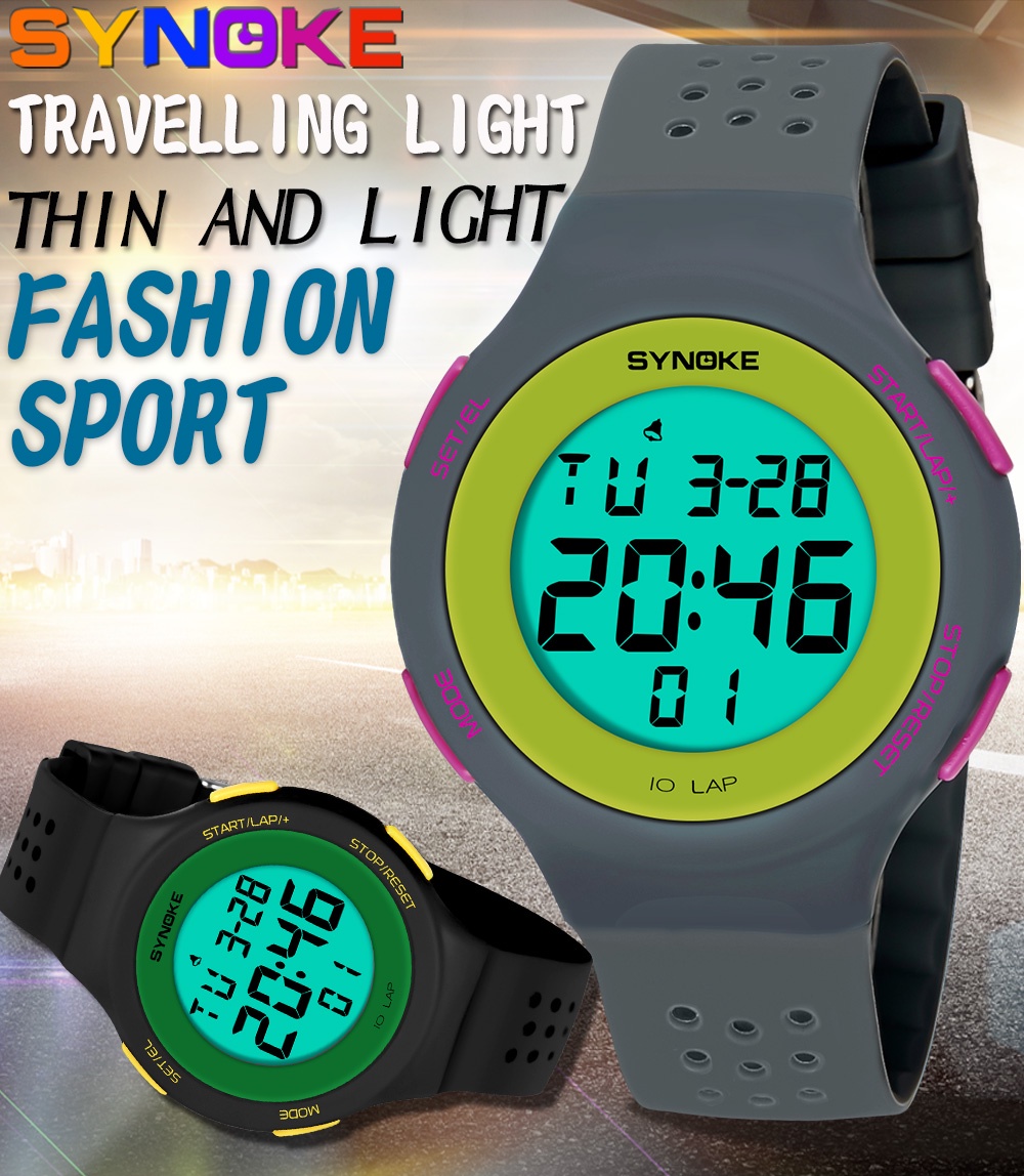SYNOKE reloj Deportivo Para hombre 30M Impermeable Militar Pantalla LED Multifuncional Despertador Relojes Digitales Hombres