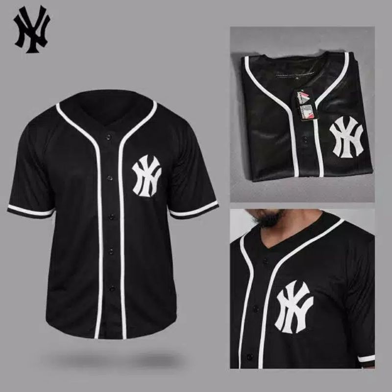 Camisa de béisbol Ny lista blanca negra