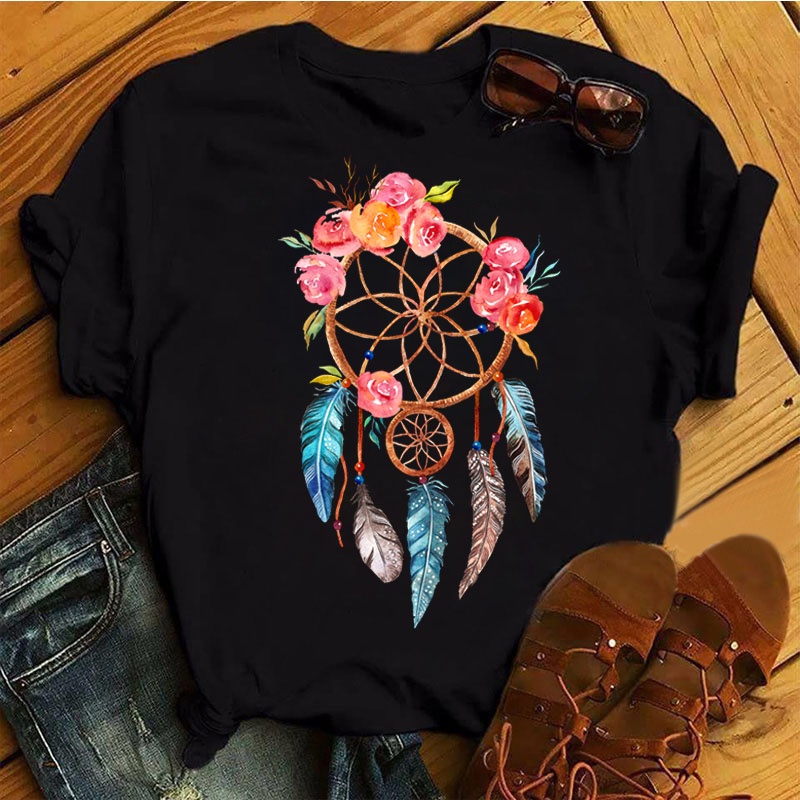 Camiseta De Moda Para Mujer Estampada Dreamcatcher Verano Manga Corta tops Dama Ninas Nuevas Camisetas Graficas