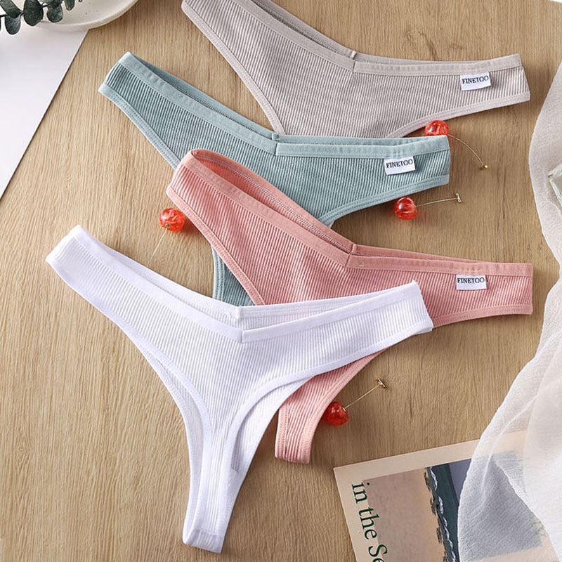 FINETOO Women's Underpants Sexy Lingerie Cotton G-String 3Pcs