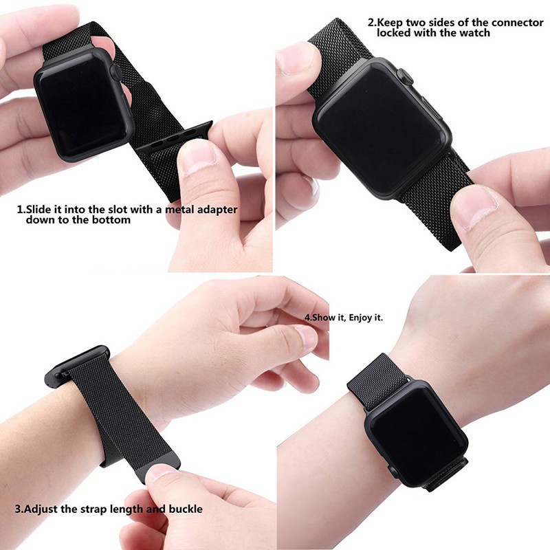 Correa De Bucle Milanes Para Apple watch 7 654 SE 44mm 40mm Metal Acero Inoxidable Magnetico De Doble Seccion Para iwatch 3 4