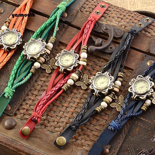 Yar Reloj De Pulsera De Cuero Sint tico Vintage Multicapa Para