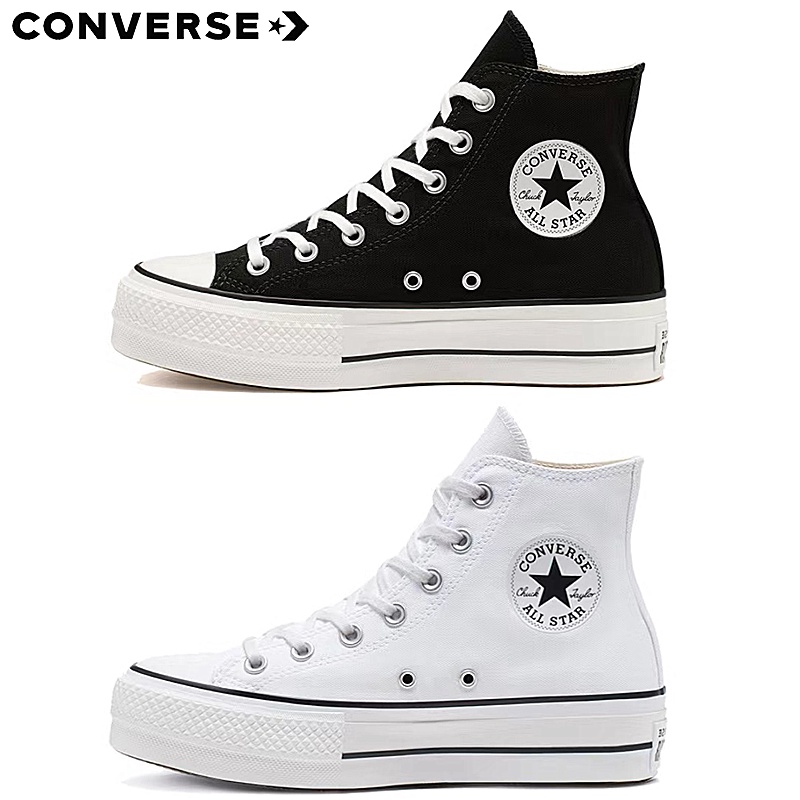 Converse Chuck All Star Canvas Platform High Top Zapatos De Lona Blanco Y Negro