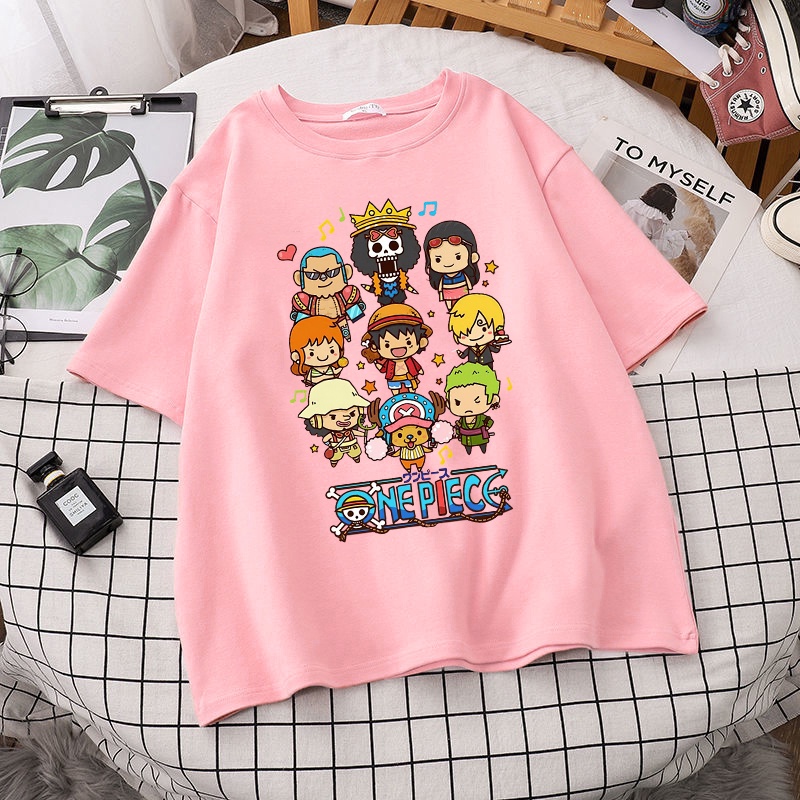 Unisex One Piece printing Short Sleeve Anime T shirt for women