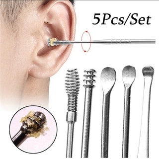 6 unids / set Kits de limpiadores de orejas de acero inoxidable