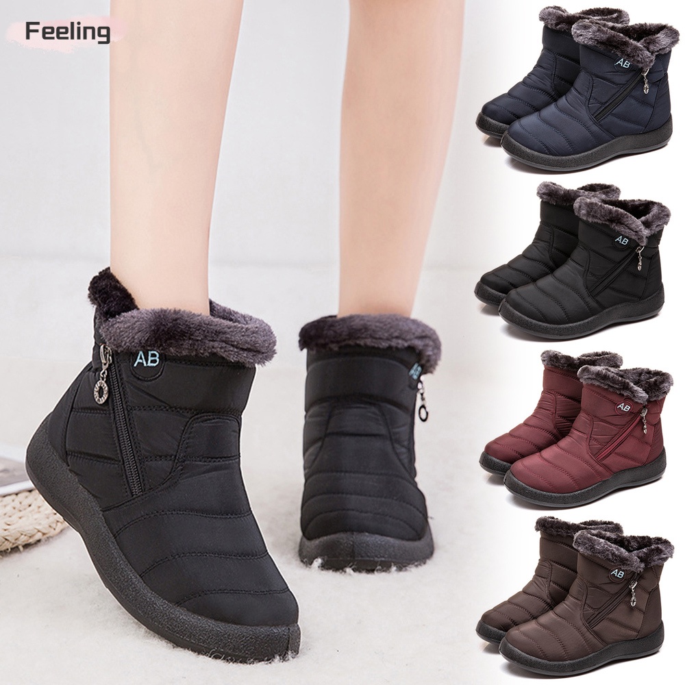 Botas De Clima Fr o Para Mujer Invierno Impermeables Forrados Materiales C lidos Nieve De Alta Parte Superior Lateral Cremallera Tama o 35 43 Suela De