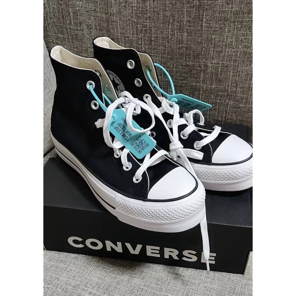 Converse Chuck All Star Canvas Platform High Top Zapatos De Lona Blanco Y Negro Shopee Mexico