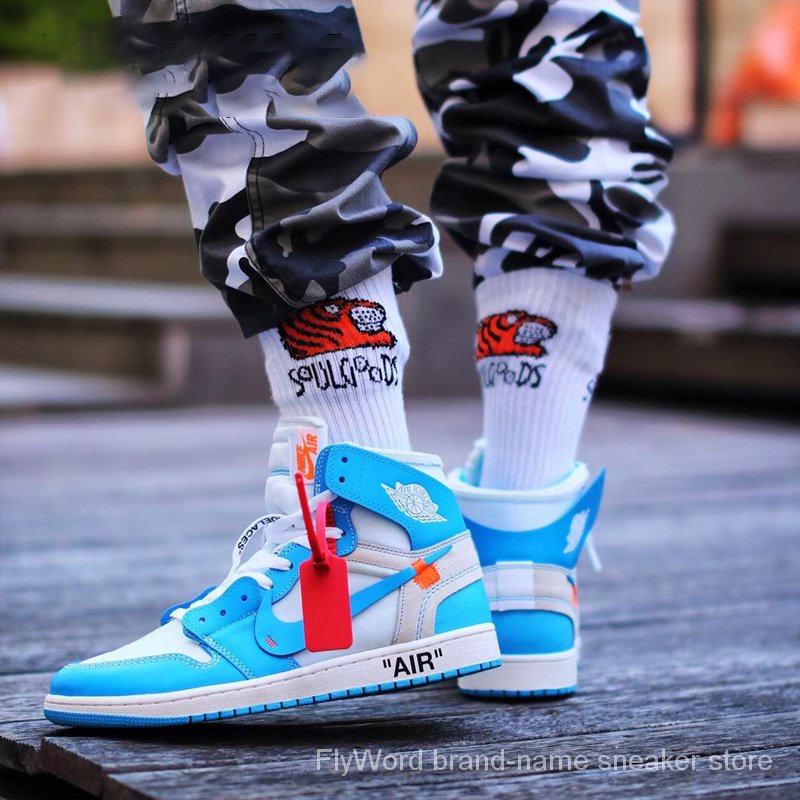 NIKE AIR JORDAN 1 x OFF-WHITE UNC HIGH-TOP SNEAKERS SIZE: UK11.5 / US12.5