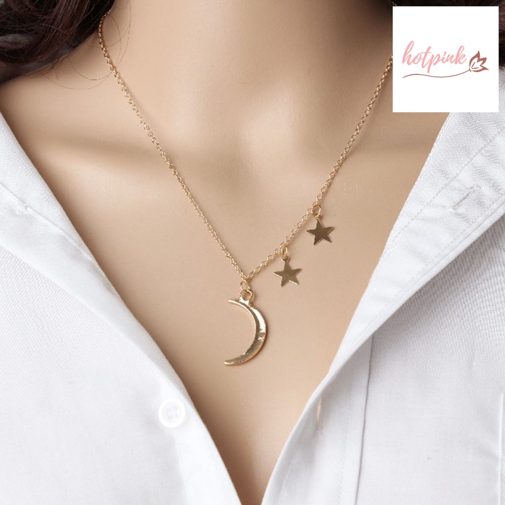 hotpink collar luna estrella diseño aleación cadena accesorios de joyería para fiesta Shopee México