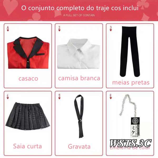 KakeguruiJabami Yumeko Uniforme Escolar cos Conjunto De Ropa cosplay