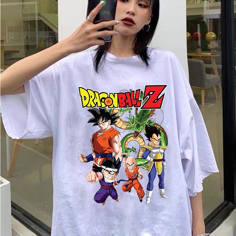 Verano Anime Y2k Oversize Mujer Camiseta Dragon Ball Dibujos Animados Goku Street Hip hop Casual Harajuku Tops Vintage Ropa