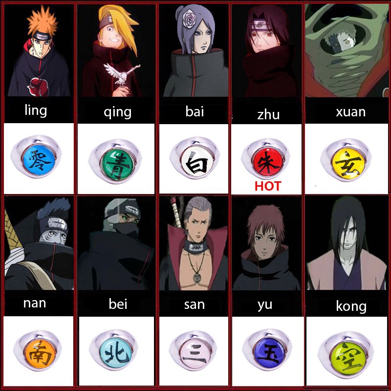 COD Naruto Akatsuki Anillos Miembro Anillo Itachi sasuke Colgantes