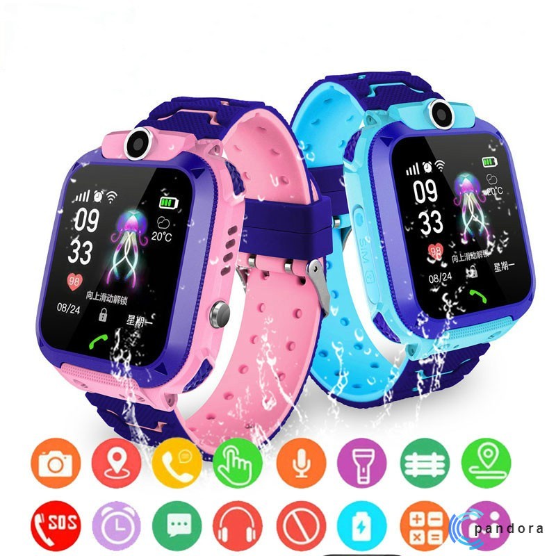 Q12 reloj inteligente para niños/SOS teléfono reloj inteligente/impermeable  IP67 relojes inteligentes con rastreador GPS HD pantalla táctil/deportes  podómetro reloj inteligente despertador cámara juego niños niñas regalo de  cumpleaños