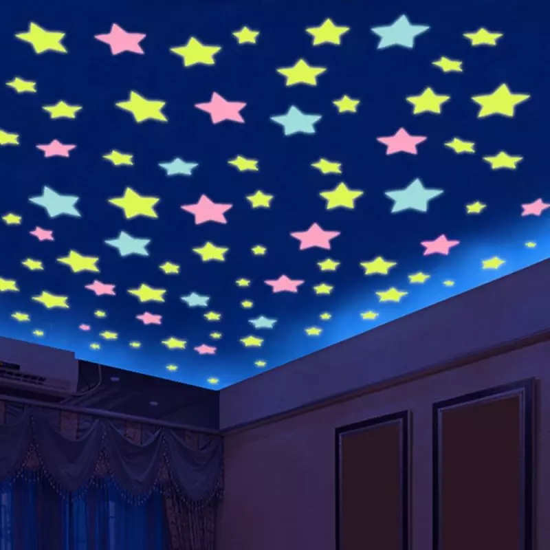 72 Piezas De Pegatinas Murales Fluorescentes Noctilucentes Brillan En La  Oscuridad Con Diseño De Estrellas, Estrellas Luminosas Para Decorar El Techo,  La Pared O La Habitación De Los Niños (0,6 Pulgadas)