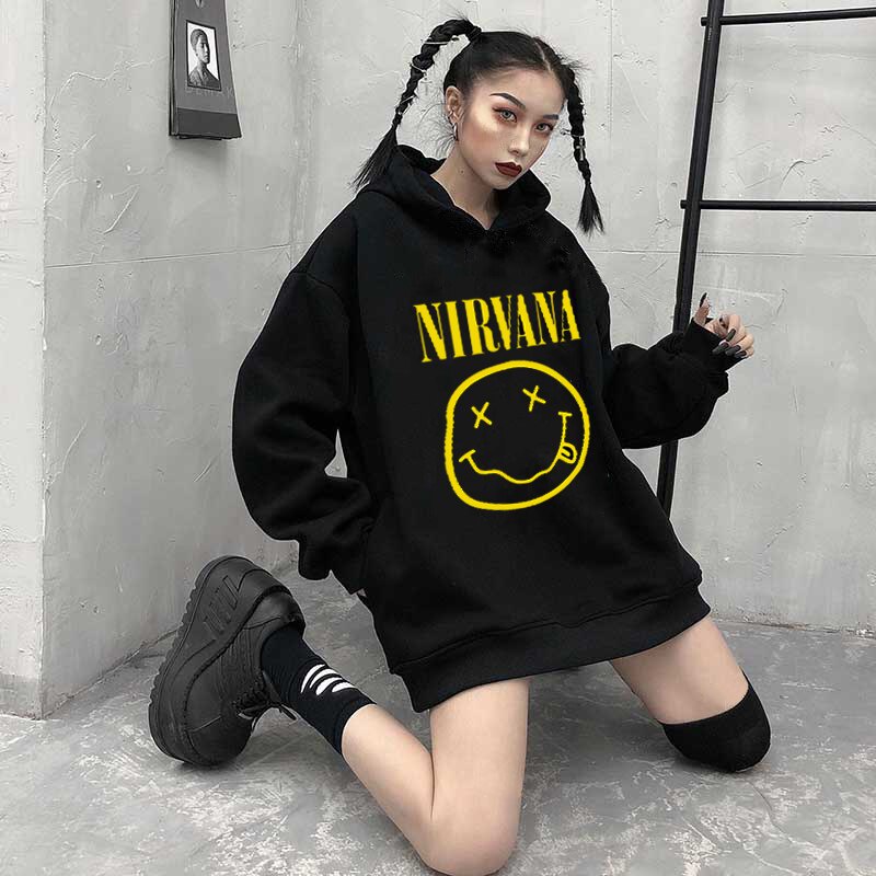 Nirvana Sudaderas Con Capucha Simple Allmatch Ocio Jerseys Estilo Coreano Kawaii Suelto Streetwearshirts