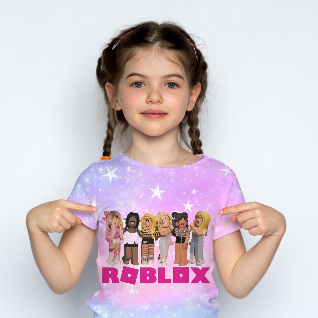 Niños Niñas ROBLOX Impresión Cuello Redondo T-Shirt Calle Casual