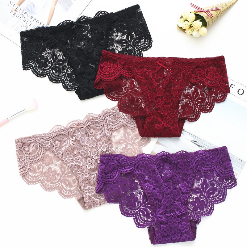 Bragas sexis de encaje para mujer bragas transparentes huecas ropa interior de 9 colores bragas de cintura baja para mujer