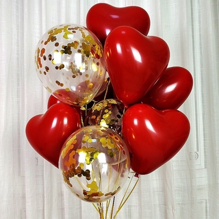 Arco y guirnalda de globos para el día de San Valentín, rojo, rosa, blanco,  globos de confeti, globos de corazón rojo con globos de papel de aluminio