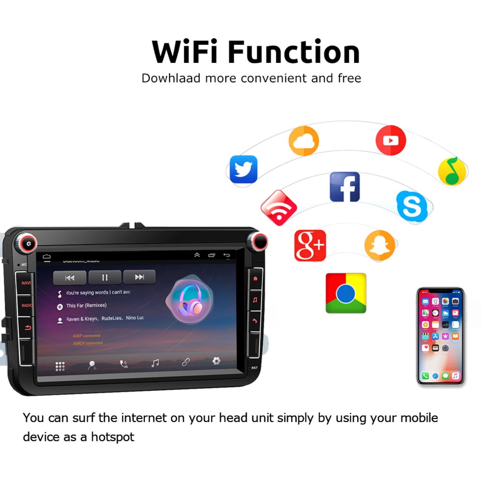 EKLEVA 8 Pulgadas Android Car Radio 2 Din Auto Estéreo Reproductor ...