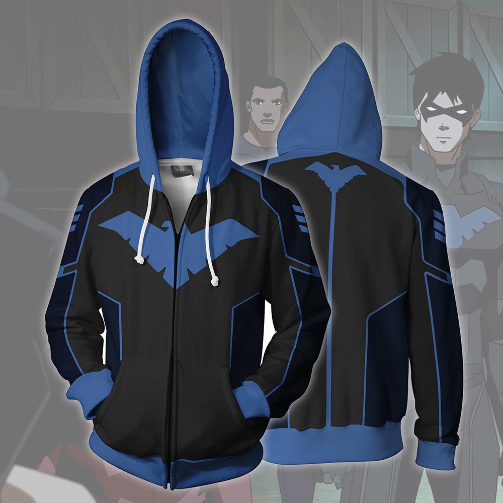 Nightwing Cremallera Sudadera Con Capucha Impresion 3D Chamarra De Los Hombres Abrigo Ropa De Shopee Mexico